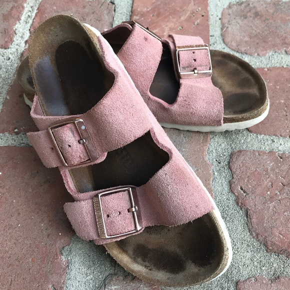 pink suede birkenstock arizona